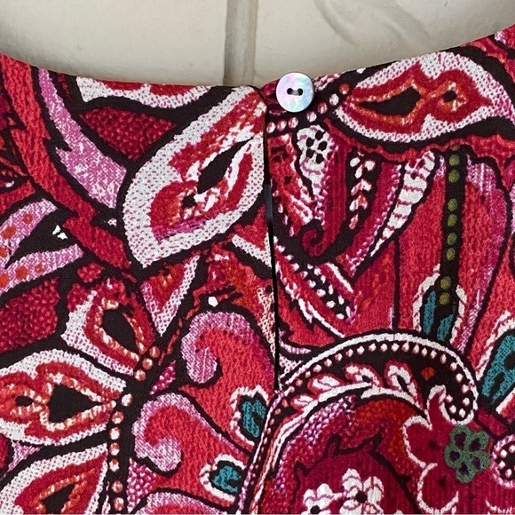 J. Jill Women's Tunic Top Paisley Red Floral Tiered Blouse SZ XL - Picture 7 of 11